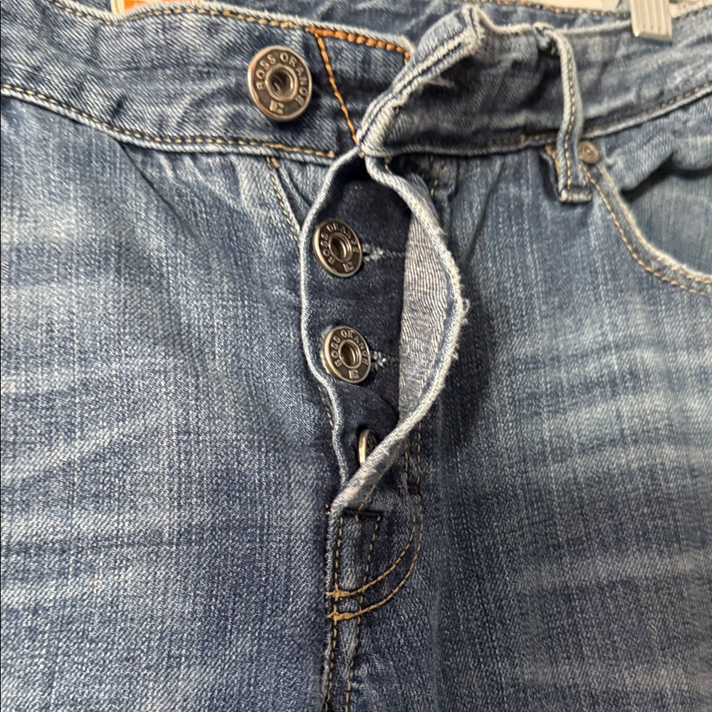 Boss Orange Hugo Boss Jeans Mens 36x34 Regular Fit Straight Leg Blue Denim Adult - Picture 5 of 12